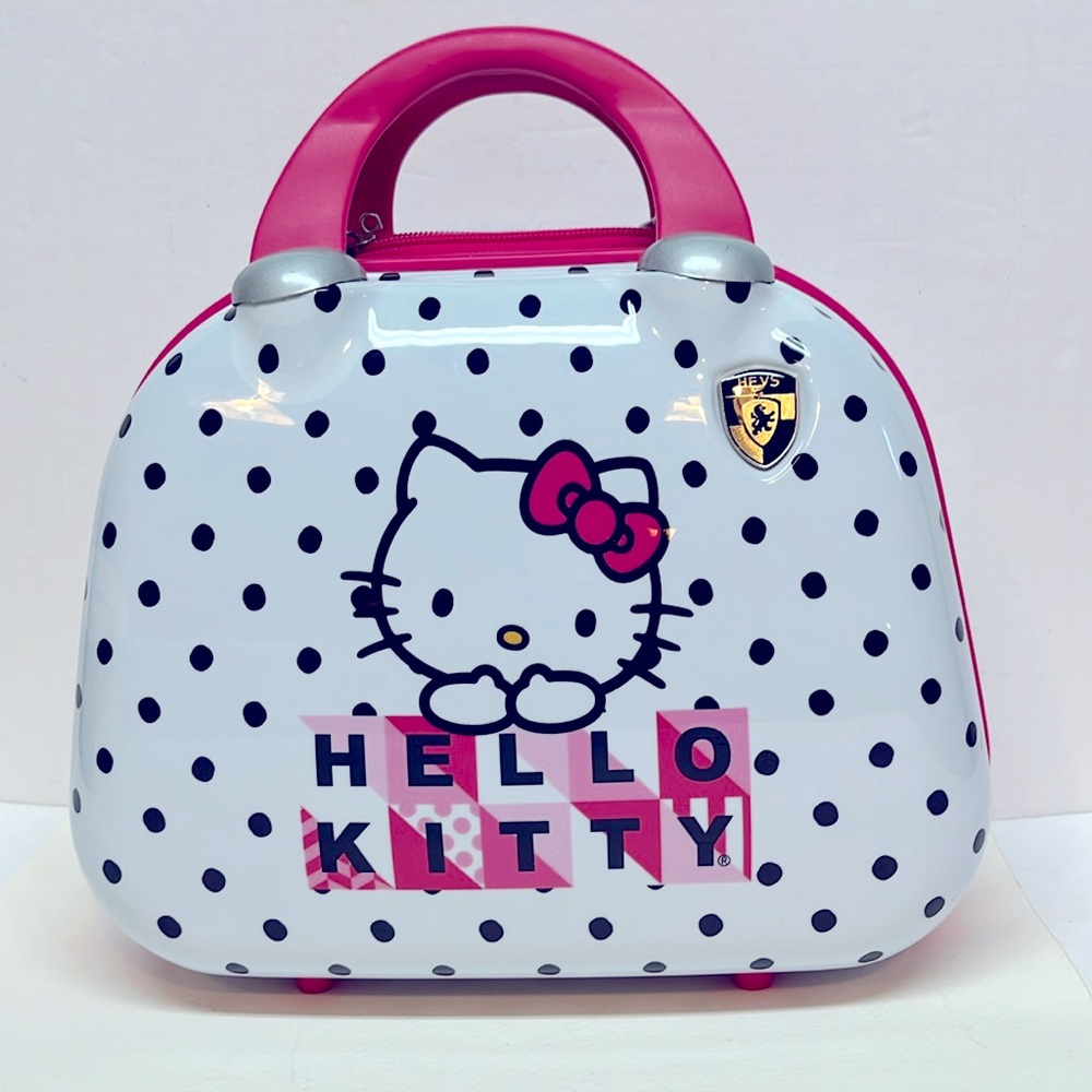 HEYS Hello Kitty Pink/Blk Polka Dots Hard Shell Travel Beauty Case Purse